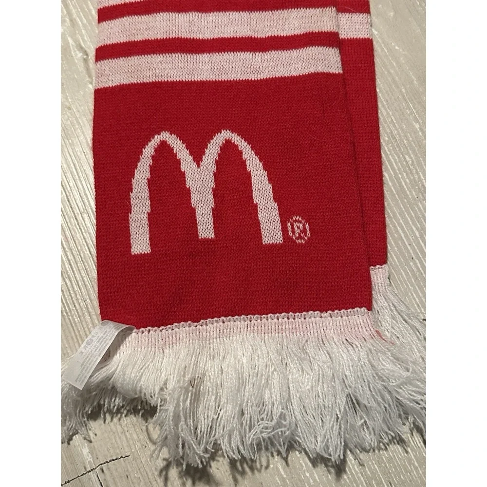 McDonalds Knit Scarf Red White Winter Fringe Arches Holiday